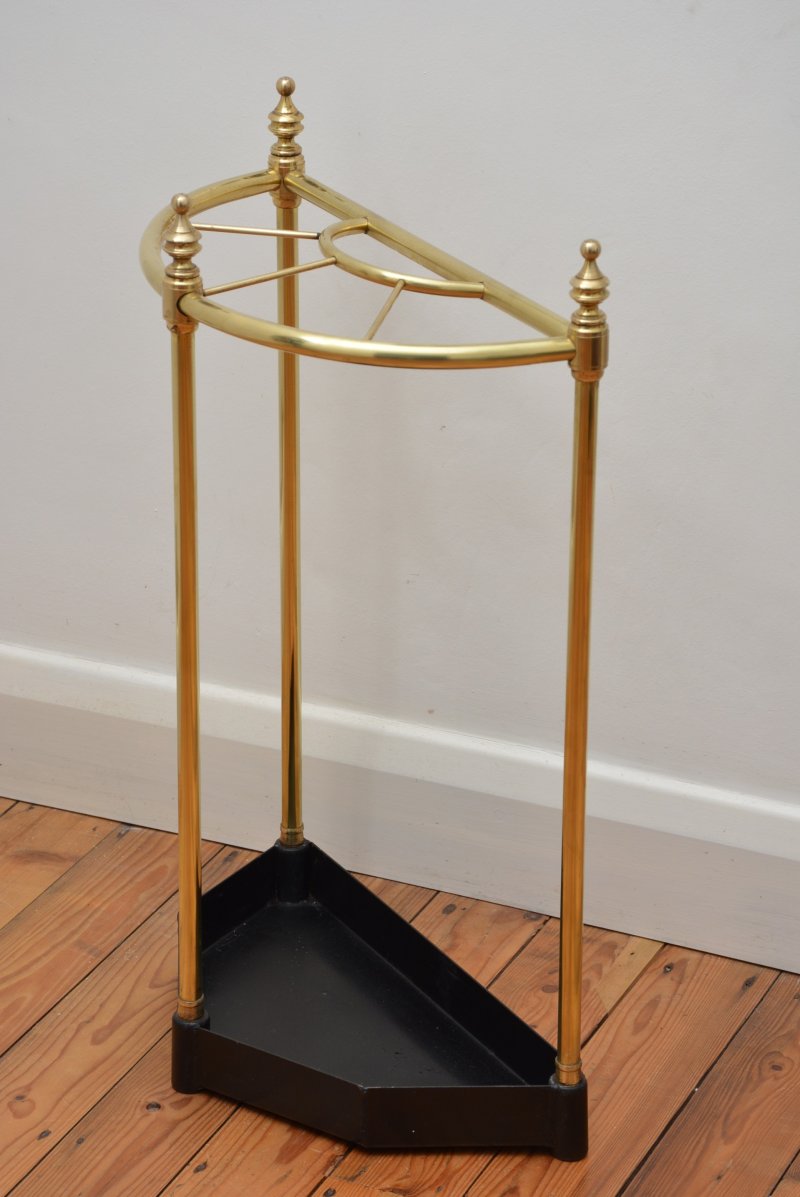 Unusual Vintage Brass Umbrella Stand Demi Lune - Image 4